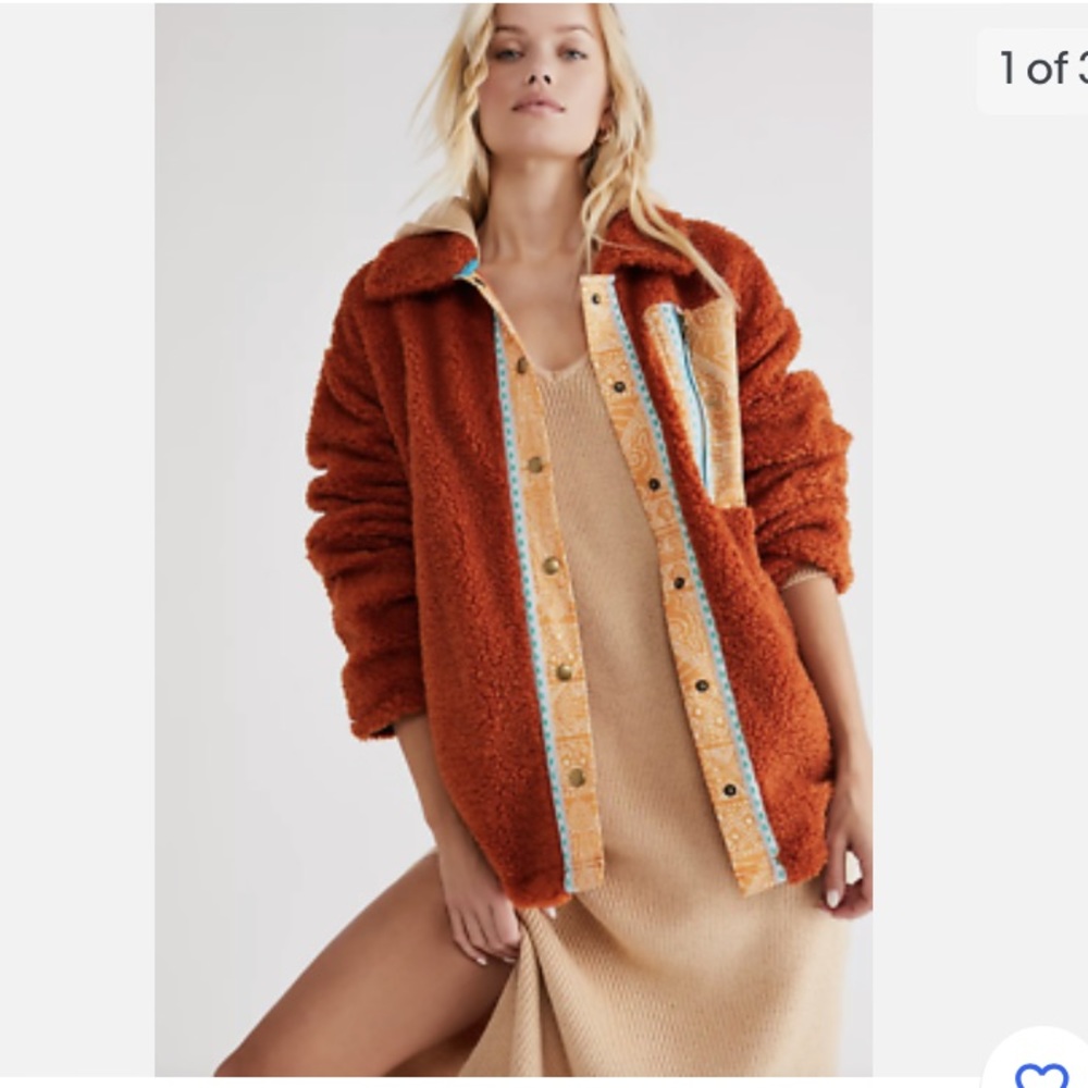 Free People We The Free This and That Cardi - Snap Sherpa Jacket small